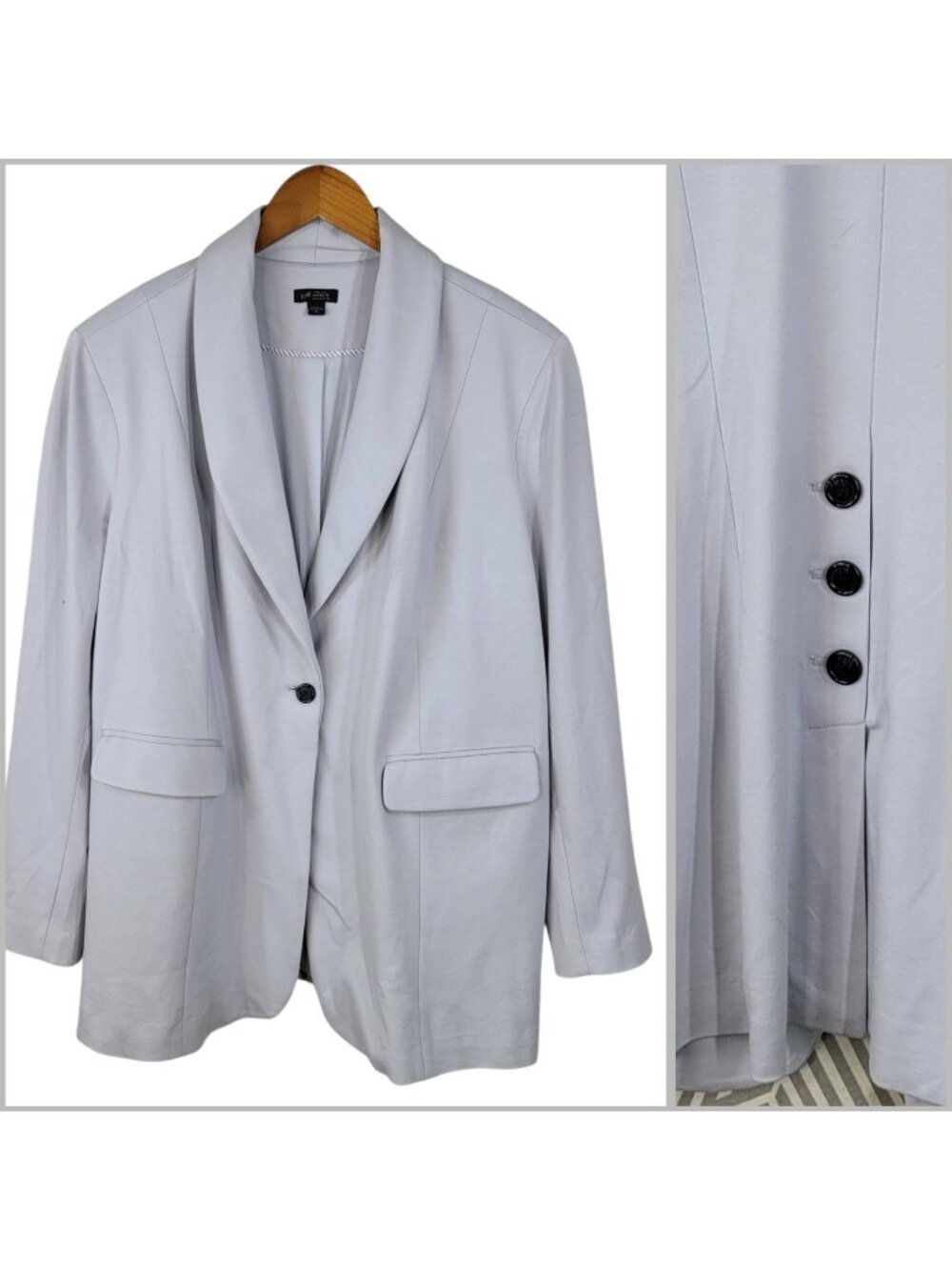 J Jill Wearever Blazer Jersey Stretch Knit Jacket Size XL Light Gray Career
